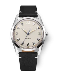 Relógio Nivada Grenchen prata para homens com pulseira de couro Antarctic 35001M15 35MM