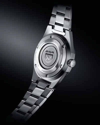 Strieborné pánske hodinky Nivada Grenchen s ocelovým opaskom F77 TITANIUM ANTHRACITE 68006A77 37MM Automatic