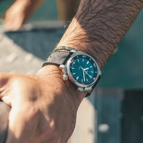 Muški srebrni sat Circula Watches s gumicom SuperSport - Petrol 40MM Automatic