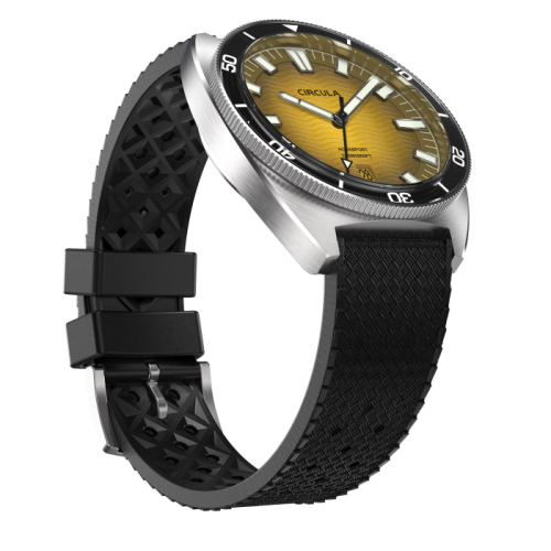 Relógio Circula Watches prata para homens com pulseira de borracha AquaSport II - Gelb 40MM Automatic
