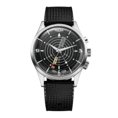 Stříbrné pánské hodinky Vulcain s gumovým páskem Nautical Heritage Black White Luminova Steel Triple Caseback - Rubber 42MM Automatic