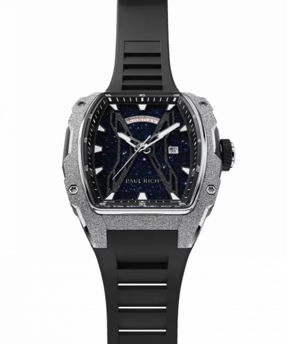 Men's silver Paul Rich Watch with a rubber band Frosted Astro Day & Date Abyss - Silver 42,5MM