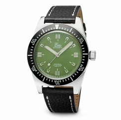 Men's silver Eza watch with leather strap 1972 Diver Anniversary Edition Leather - 40MM Automatic
