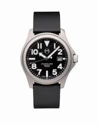 Męski srebrny zegarek Momentum Watches z gumowym paskiem Atlas Eclipse Solar Black Goma Rubber 38MM