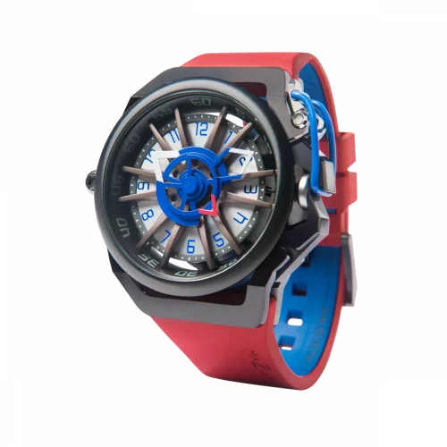 Černé pánské hodinky Mazzucato Watches s gumovým páskem Rim Sport Black / Red - 48MM Automatic