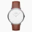 Relógio Nordgreen prata para homens com pulseira de couro Native White Dial - Brown Leather / Silver 36MM