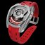 Stříbrné pánské hodinky Tsar Bomba Watch s gumovým páskem TB8213 - Silver / Red Automatic 44MM