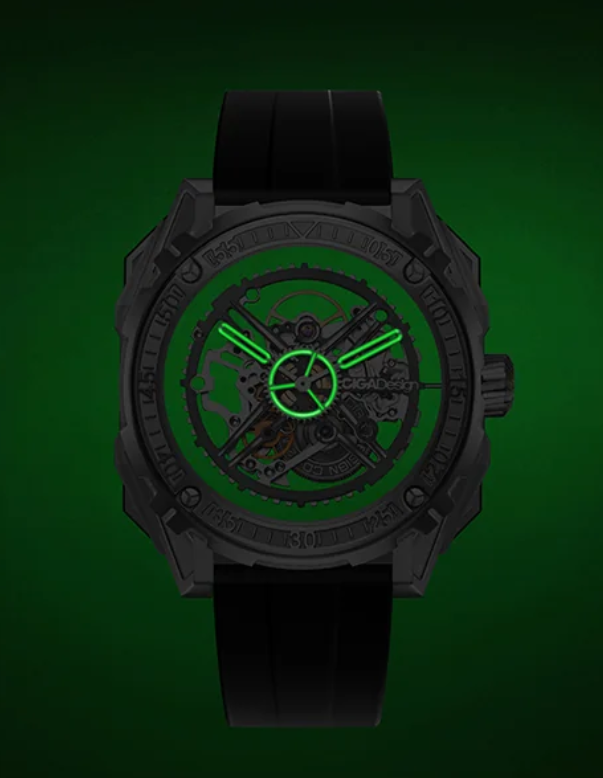 Męski srebrny zegarek CIGA Design z gumowym paskiem Series M Magician TITANUM 46MM Automatic