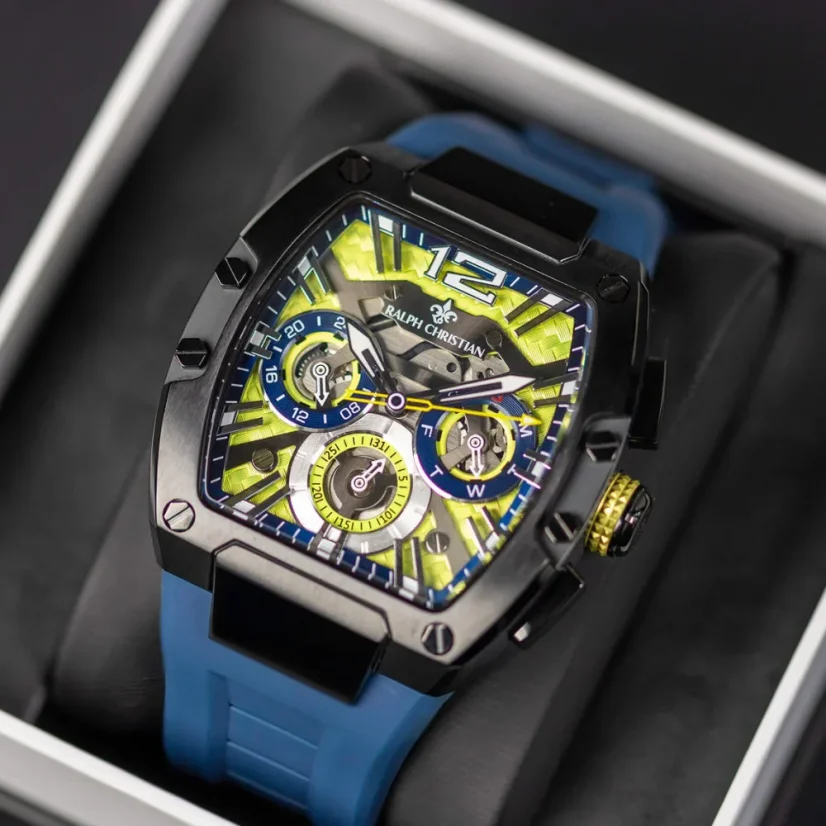 Černé pánské hodinky Ralph Christian s gumovým páskem The Intrepid Sport - Midnight Venom 42,5MM