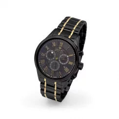 Μαύρο ανδρικό ρολόι Louis XVI με ατσάλινο λουράκι Danton - Black 44MM