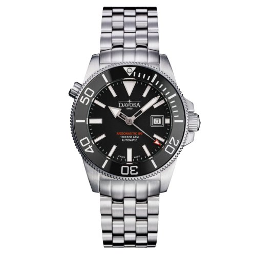 Zilverkleurig herenhorloge van Davosa met stalen band  Argonautic BG - Silver/Black 43MM Automatic