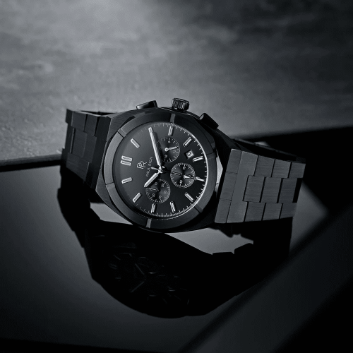 Czarny zegarek męski Paula Richa ze stalowym paskiem Motorsport - Black Steel 45MM