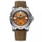 Muški srebrni sat Phoibos Watches sa kožnim remenom Great Wall 300M - Orange Automatic 42MM Limited Edition