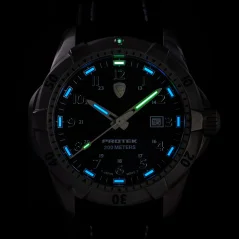 Silberne Herrenuhr ProTek Watches mit Lederband Dive Series 2003 42MM