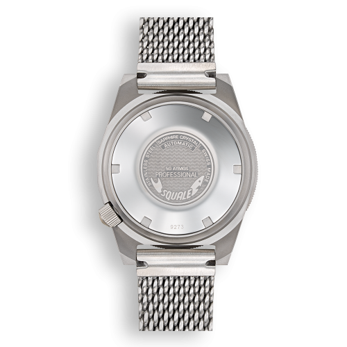 Strieborné pánske hodinky Squale s oceľovým pásikom 1521 Militaire Mesh Blasted - Silver 42MM Automatic