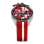 Stříbrné pánské hodinky Bomberg s gumovým páskem RACING 4.3 Red 45MM