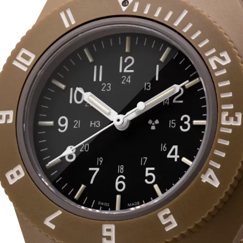 Relógio Marathon Watches marrom para homens com cinto de nylon Desert Tan Pilot's Navigator 41MM