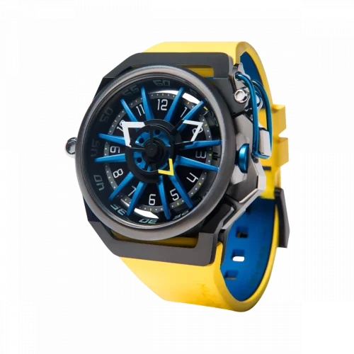 Men's Mazzucato black watch with rubber strap Rim Sport Black / Yellow - 48MM Automatic
