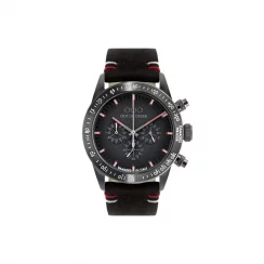 Strieborné pánske hodinky Out Of Order Watches s koženým pásikom Fumo 42MM