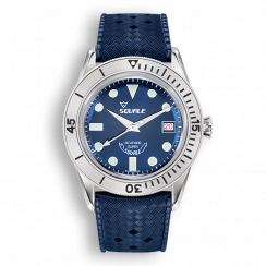 Strieborné pánske hodinky Squale s gumovým pásikom Sub-39 SuperBlue  - Silver 40MM Automatic