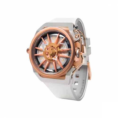 Złoty srebrny zegarek Mazzucato z gumowym paskiem Rim Sport Gold / White - 48MM Automatic