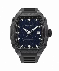 Orologio da uomo nero Paul Rich Watch con un braccialetto di gomma Frosted Astro Galaxy - Black 42,5MM