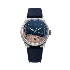Men's silver Praesidus watch with rubber strap UTAH Beach A-11 - Ocean Blue 38MM Automatic