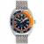 Zilverkleurig herenhorloge van Oceancrawler Watches met stalen band Core Diver - Blue/Orange 44MM