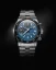 Men's silver Nivada Grenchen watch with leather strap CHRONOSPORT Blue 77003A10 38MM Automatic