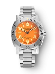 Men's silver Nivada Grenchen watch with rubber steel Orange Depthmaster 14127A20 39MM Automatic