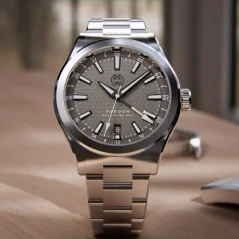 Stříbrné pánské hodinky Henryarcher Watches s ocelovým páskem Verden GMT - Silt 39MM Automatic