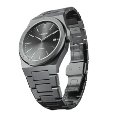 Schwarze Herrenuhr Valuchi Watches mit Stahlband Date Master - Gunmetal Black 40MM