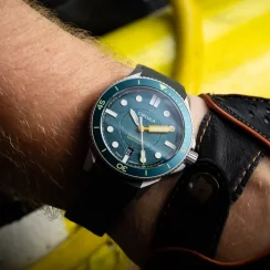 Reloj Circula Watches plata para hombre con banda de goma DiveSport Titan - Petrol / Black DLC Titanium 42MM Automatic