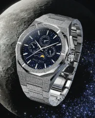 Men's silver Paul Rich watch with steel strap Frosted Star Dust II Moonphase - Silver 43MM