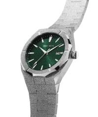 Stříbrné pánské hodinky Paul Rich s ocelovým páskem Frosted Star Dust Jade Waffle - Silver 45MM