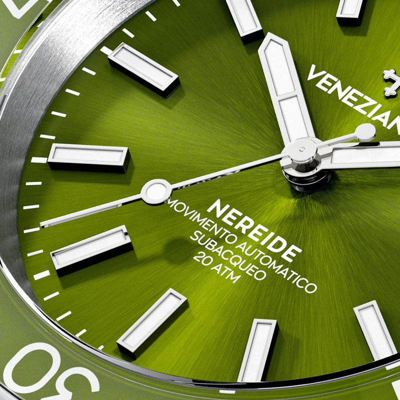 Men's Venezianico silver watch with steel strap Nereide 3121501C Green 39MM Automatic