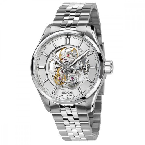 Relógio masculino Epos prateado com pulseira de aço Passion 3501.135.20.18.30 41MM Automatic