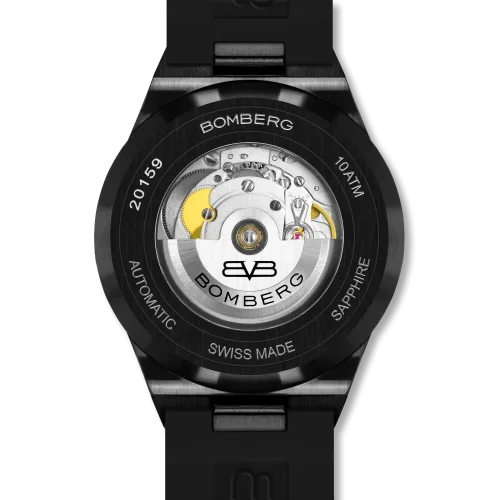 Czarny męski zegarek Bomberg Watches z gumowym paskiem DEEP NOIRE 43MM Automatic