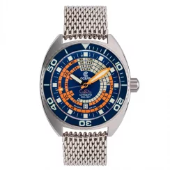 Stříbrné pánské hodinky Oceancrawler Watches s ocelovým páskem Decompression Timer - Blue Automatic 44MM