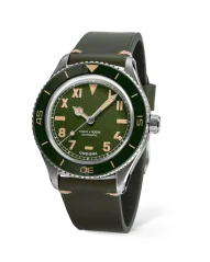 Relógio Undone Watches prata para homem com pulseira de couro Basecamp Cali Green 40MM Automatic