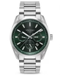 Men's silver watch Vincero with steel strap The Reserve Automatic Dark Olive/Silver 41MM