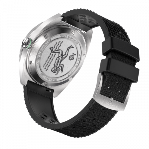 Strieborné pánske hodinky Circula Watches s gumovým pásikom AquaSport II - Black 40MM Automatic