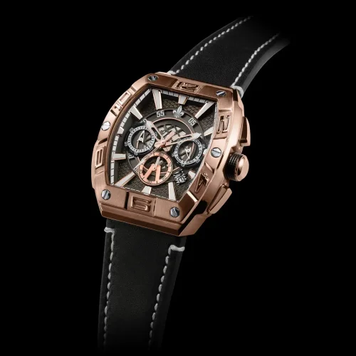 Zlaté pánské hodinky Ralph Christian s koženým páskem The Intrepid Chrono - Rose Gold 42,5MM