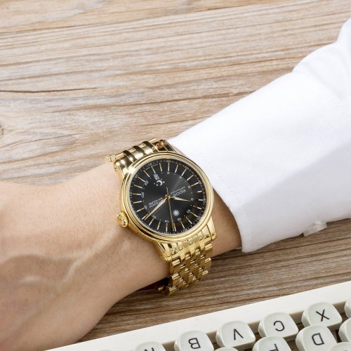 Zlaté pánske hodinky Epos s oceľovým pásikom Emotion 24H 3390.302.22.14.32 41MM Automatic