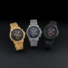 Orologio da uomo Louis XVI in colore oro con cinturino in acciaio Frosted Aramis 1056 - Gold 43MM