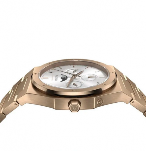 Złoty męski zegarek Valuchi Watches ze stalowym paskiem Lunar Calendar - Rose Gold White 40MM