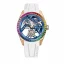 Goldene Herrenuhr Agelocer Watches mit Gummiband Tourbillon Rainbow Series White / Blue 42MM