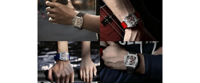 Men's silver CIGA Design watch with rubber strap Series Z Titanium Orange 41MM Automatic