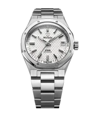 Men's silver Nivada Grenchen watch with steel strap 77 SST WHITE MK2 69014A77 With Date 38MM Automatic