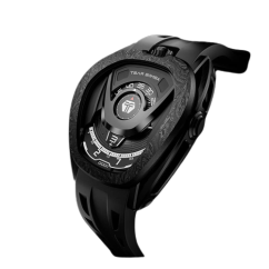Men's black Tsar Bomba Watch with a rubber band TB8213 - All Black Automatic 44MM